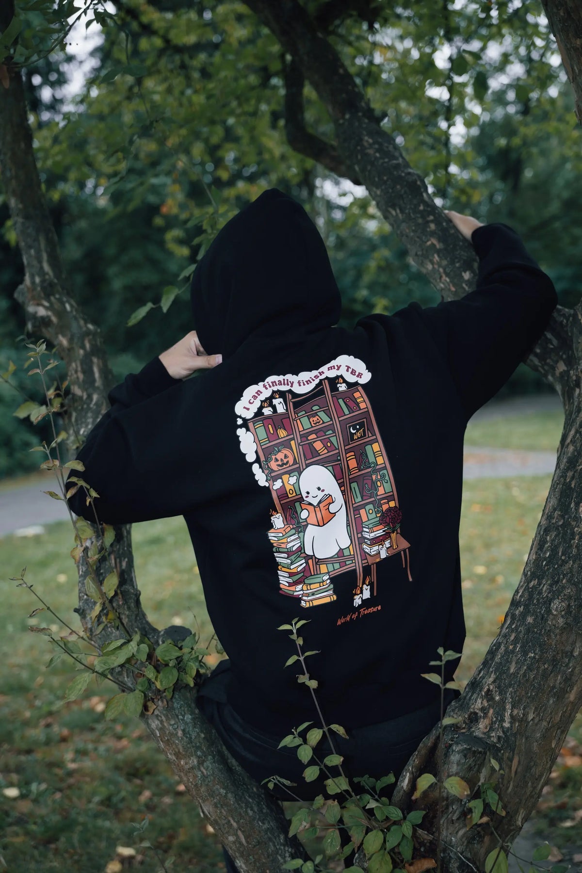 Black Ghost Bookshelf Hoodie