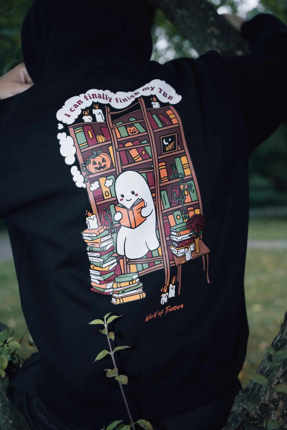 Black Ghost Bookshelf Hoodie