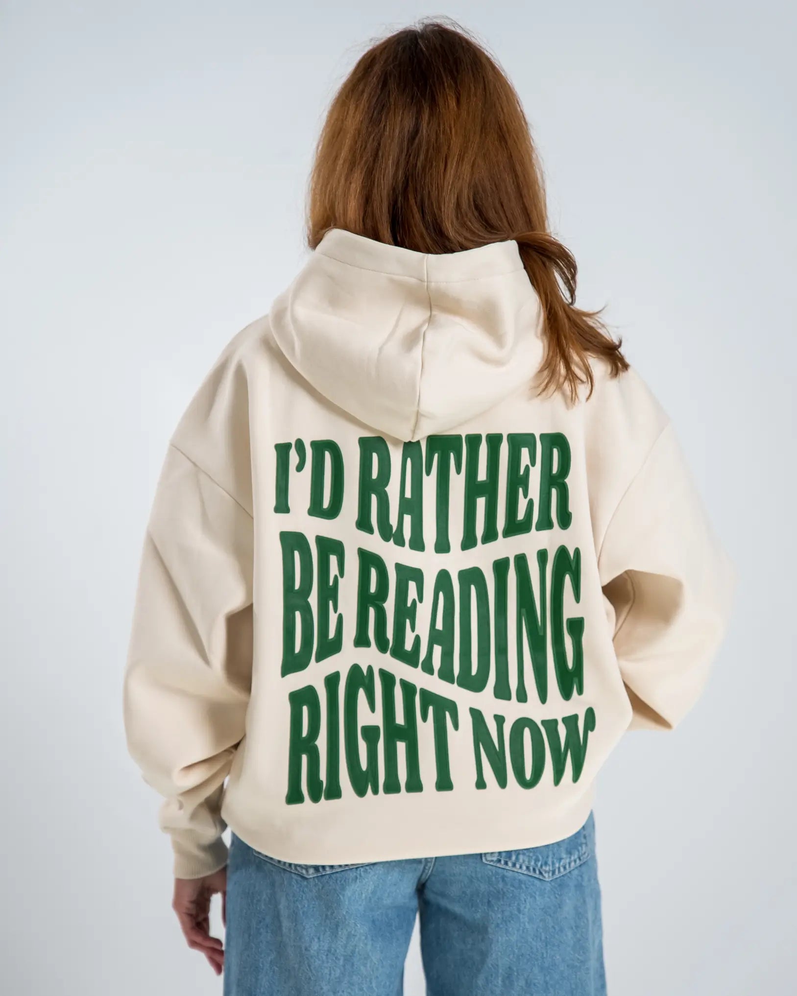 Hoodie - Rather be reading (beige) - World of Treasure