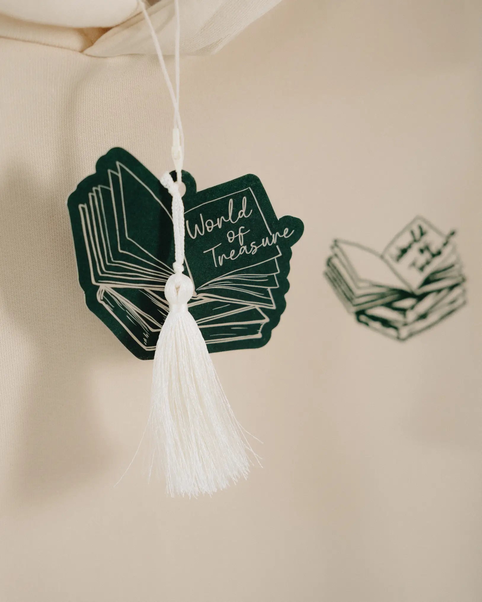 Hoodie - Rather be reading (beige) - World of Treasure