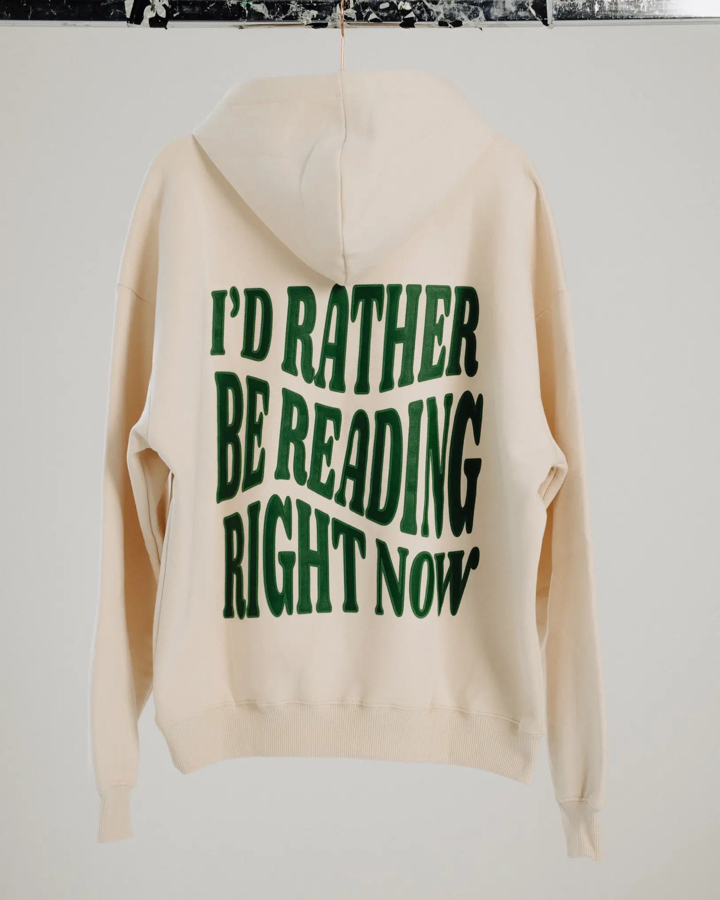 Hoodie - Rather be reading (beige) - World of Treasure