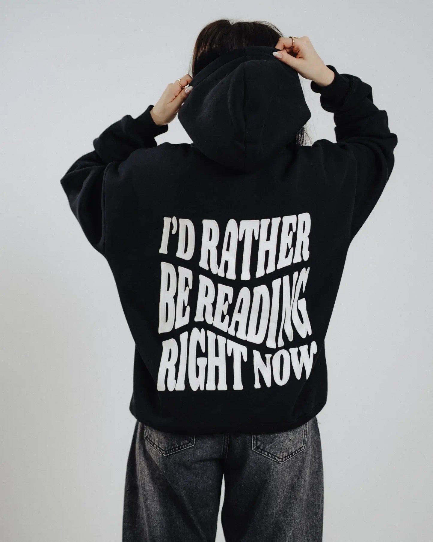 Hoodie - Rather be reading (black) - World of Treasure