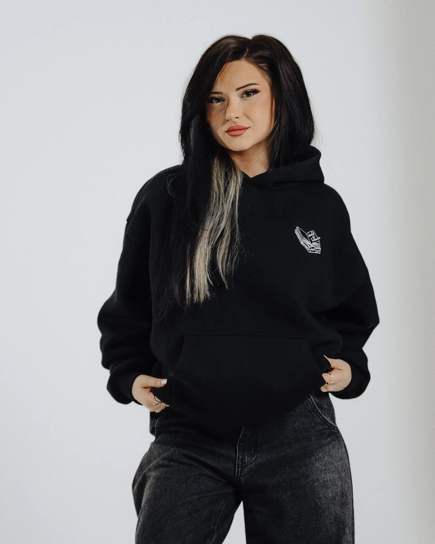 Hoodie - Rather be reading (black) - World of Treasure