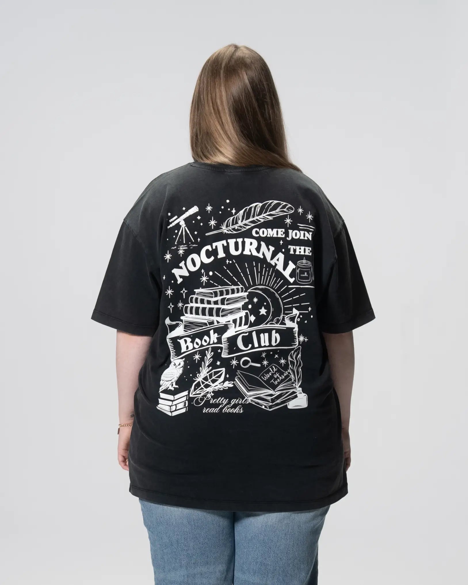 T-Shirt Oversized - Pretty girls read books - World of Treasure