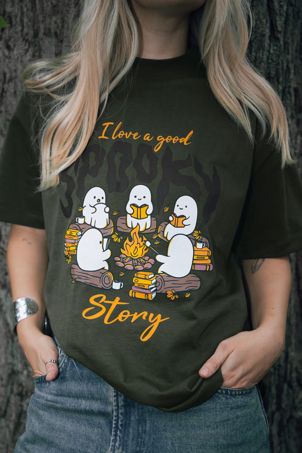 Green Ghostly Campfire Shirt