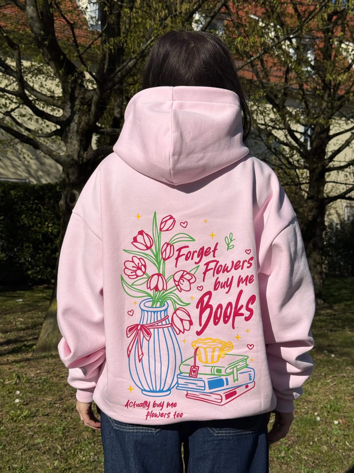 Hoodie - Buy me books pink